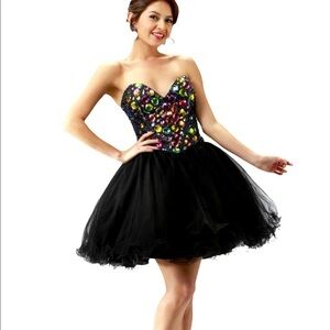 Foxy Lady Fairygoth Whemsigoth Witchy Jewel Party Mini dress SZ 8 Black